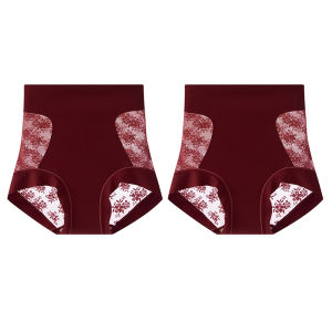 Red High-Waist Womens Underwear Pure Cotton Silk Antibacterial Tummy Control Butt Lifting Comfortable Triangle Panties