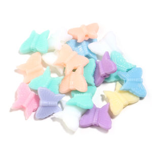 100pcs/lot Butterfly Flower Star Acrylic Beads Cream Color Loose Spacer Beads For Jewelry Making DIY Necklace Bracelet