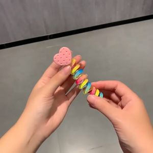 AI-C1167 Karet Ulir Pita Kabel Ikat Rambut Spiral / Ikat Rambut Bergulir Anak Perempuan Motif Lucu