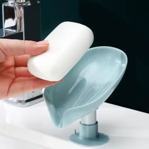 Polocat Soap Box Holder Drain Water Soap Dish Leaf Shape Soap Box Shower Soap Cup Soap Container Modern Home Bathroom Accessories