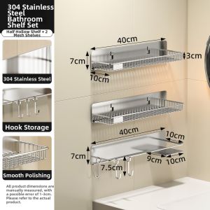 Multi-functional Wall Mounted Bathroom Organizer No Drilling Required