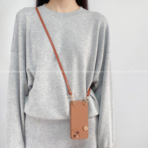 Korean Ins Simple 3D Smiling Face Crossbody Phone Case Suitable for VivoX100 Protective Cover X90 Strap Hanging Rope Y200i Full Wrap Anti-Fall