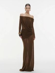 Vintage Retro Mielard Bardot Dress Slimming Ruffled