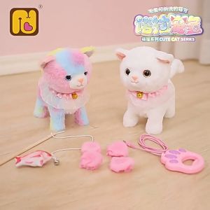 Đồ chơi thú cưng cún bông mèo con biết kêu biết đi dạo cao cấp Đồ chơi thú bông phát ra âm thanh cho bé Đồ chơi dắt thú cưng đi dạo