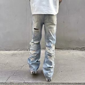 ZHUOCAN | Distressed Light Blue Ripped Jeans