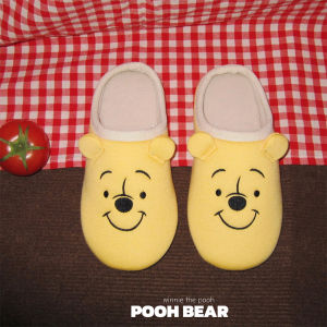 รองเท้าแตะพื้นนุ่มลายการ์ตูน Disney Winnie the Pooh สำหรับคู่รัก รองเท้าแตะพื้นนุ่มดูดซับเหงื่อ รองเท้าแตะพื้นยางสำหรับใส่ในบ้าน