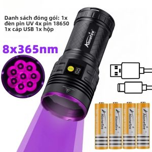 Alonefire | Đèn Pin UV Cường Độ Cao 160W Đèn Đen Sạc Lại Được Dùng Để Phát Hiện Vết Bẩn Của Mèo Chó Nấm Da Ngọc Tiền Bọ Cạp