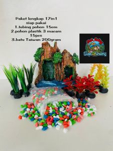 Aquarium Aquascape Hiasan Aquarium Aksesoris Aquarium Dekorasi Aquarium Paket Lengkap 17in1 Murah