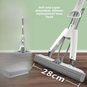 Hand-Free Sponge Mop Household One-Mop Cleaning Water-Absorbing Folding Sponge Floor-Pad Lazy Person Mopping Tool