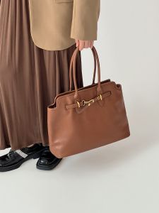 Double R Elegant Tote Bag Womens Commuter Shoulder Bag Underarm Large Capacity Fashionable Soft Surface PU Leather Handbag