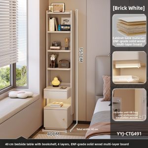 YANGYING | Italian Style Bookshelf Integrated High Bedside Nightstand