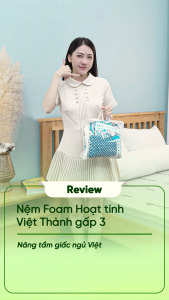 (Giao Hỏa Tốc HCM) Nệm Foam Hoạt Tính LIVING Gấp 3 Việt Thành Cao Su Kết Hợp Foam Cao Cấp Giúp Êm Ái Nâng Đỡ Cột Sống Kháng Khuẩn.