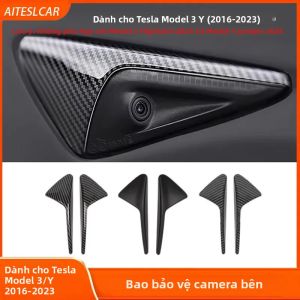 Vỏ Bảo Vệ Camera Bên Bằng Sợi Carbon Cho Tesla Model 3/Y Ốp Chắn Bùn Phụ Kiện Độ Xe Dành Cho Các Mẫu Xe 2017-2023