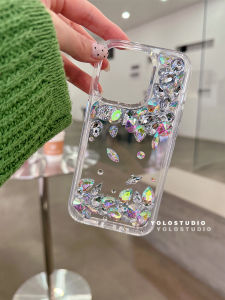 YOLO Original Summer INS Style Simple Luxury Fairy Phone Case with Gem Water Diamond Transparent Soft Edge Protection Cover