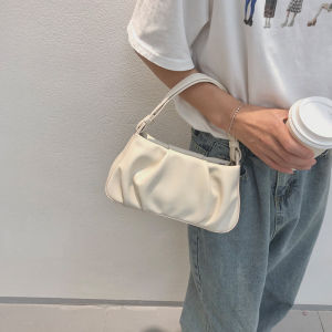 กระเป๋าถือทรงเมฆคุณภาพสูงสไตล์เกาหลี กระเป๋าสะพายไหล่แบบเดี่ยวสำหรับฤดูร้อน กระเป๋าผ้าไนลอนลายทางแบบยืดหยุ่น