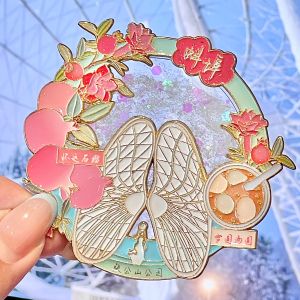 Creative Anhui Cultural Sandflow Metal Fridge Magnet Tourist Souvenir High Aesthetic Value Strong Magnetic Force Alloy Material