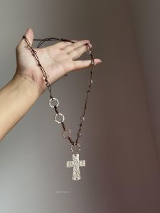 สร้อยคอจี้รูปคริสตัลสไตล์โกธิกสำหรับผู้หญิง สร้อยคอแบบด้ายถักโลหะสีดำย้อนยุค สร้อยคอสั้นแบบไม่ซ้อนชั้น