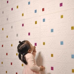 35cmX35cm Large Size Ceiling Wallpaper 3D Brick Waterproof Moisture Proof Wall Sticker Foam Self-Adhesive Wall Decoration
