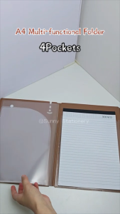 A4 Multifunctional File Folder with Notebook Paper Organizers Waterproof Foamed PP Material
