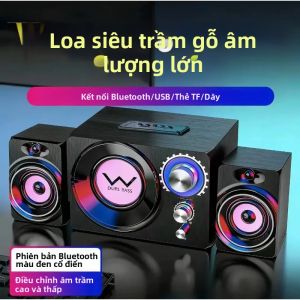 Loa Bluetooth Không Dây 3D Stereo Có Đèn LED Hộp Âm Thanh Bằng Gỗ USB USB Âm Thanh Vòm Rạp Hát Tại Nhà Loa Siêu Trầm Cho Máy Tính