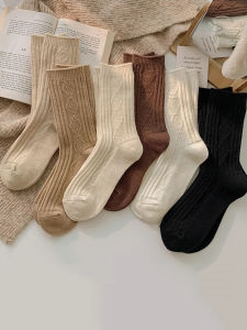 3 Đôi Tất Nữ Len Cashmere Tất Mùa Đông Dày Ấm Nhiệt Thời Trang Nhật Bản Màu Đen Trắng Bộ