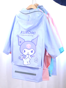 5-15 Years PVC Children Raincoat & Poncho with Inflatable Brim