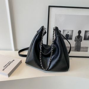 Spring Vintage Mermaid Large Capacity Womens Shoulder Bag Commuter Crossbody Bucket Bag PU Soft Surface Zipper Closure Solid Color
