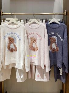 Soft Thickened Winter Pajamas Womens Home Clothes Set Comfortable Coral Velvet Fabric Long Sleeve round Neck Dress And Pants