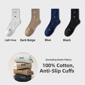MiiOW | Pure Cotton Mid-Calf Socks For Men High Elastic Anti-Slip Short Socks Antibacterial Deodorant Sweat Absorbent Long Staple Cotton Socks