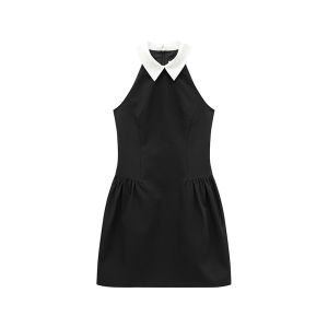 XXNING | French Color-block Collar Halter A-Line Dress