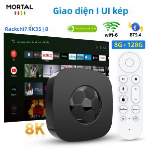 Máy Phát Đa Phương Tiện Di Động Siêu Nhỏ Gọn Mortal TV Box Android 16 16G 128G RK3518 4K 1080P Bluetooth 5.2 Điều Khiển Bằng Giọng Nói WIFI6 Với HDMI 2.1 Tương Thích