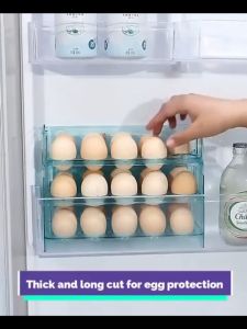 DuduMart Refrigerator Organizer 3 Tier Flip Design 30 Grid Egg Holder Fresh Keeper Food Storage Rack