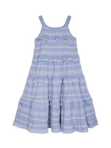 ชุดผ้าฝ้ายผสมสไตล์เจ้าหญิง LSSHOW สำหรับเด็กผู้หญิงกระโปรงสีรุ้งแฟชั่นมาใหม่ล่าสุดฤดูร้อน