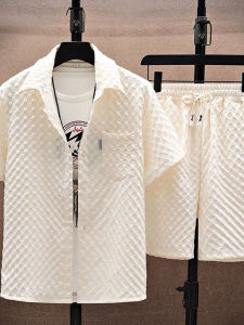 LIIEN NOOS | Stylish Casual Ice Silk Set for Men Short Sleeve Shirt Shorts