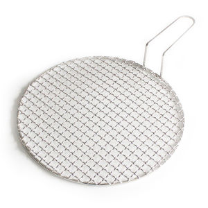 Round BBQ Grill Roast Mesh Net Non-stick Baking Pan with Handle304 Stainless Steel Korean Barbecue Grill With Handle