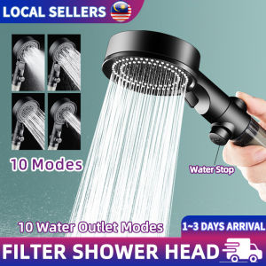 10 Mode Adjustable Shower Head High Pressure Water Saving Handheld Showerhead Black Shower Head With Filter One key Stop Water Bathroom Shower Nozzle