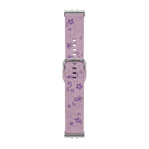 Flower Carving Silicone Strap for Samsung Galaxy Fit 3 Adjustable Two Colors Sport Wristband for Galaxy Fit 3 Women Bracelet