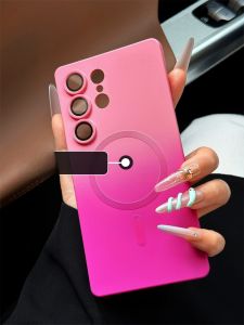 DAIMANG | Daimang New Model Silicone Protective Case For Samsung Galaxy S24 Ultra S23 Ultra S22 Anti-Fall Magnetic Absorption Gradient Pink Soft Shell
