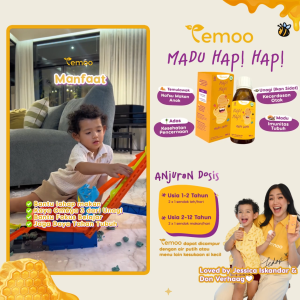 Temoo Hap Hap Madu Jamu 85 gr + 185 gr - Vitamin Penggemuk Badan Anak & Vitamin Otak Anak Cerdas Daya Ingat -  Suplemen Makanan T55
