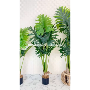Pohon Hias Imitasi Daun Jari Jari Variasi T120 T140 T160 Latex + Cover Rotan Lampion Dekorasi Sudut Ruang Tamu Sudut Kantor