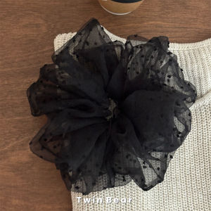 Large Polka Dot Mesh Hair Ties Womens Stylish Fairy Tale Lazy Hair Accessories French Style Elastic Hair Bands