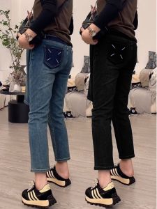 High Waist Elastic Straight Leg Jeans Womens Spring Summer Slimming Concealing Cigarette Pants Casual Style Multi Pocket
