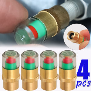 4Pcs Car Tire Pressure Gauge Indicator Alarm Monitoring Valve Indicator Valve Detection Cap Sensor Car Motorcycle Tire Exterior Tool Kit