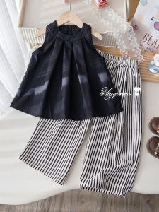 Summer Sleeveless Vest and Wide-leg Pants Girls Set