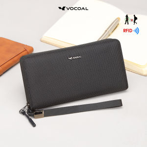 VOCOAL Fashion Long Wallet Men Long Oxford Cloth Wallet RFID Blocking Anti-theft Zipper Purse Detachable Wrist Strap Large Capacity Card Holder