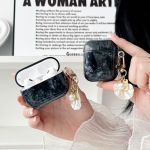 Black Shell Pattern Earphone Cover For AirPods 4 4th Generation 2024 ANC Case For Airpods 3 2 1 Pro 2 2nd Sleeve With Keychain