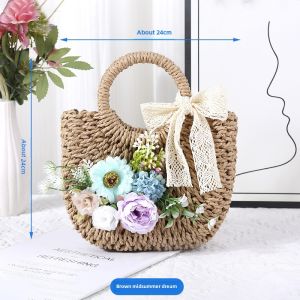 Handmade Straw Bag DIY Material Package Artificial Flower Woven Bag Warm-up Group Building Salon Activity Creative Gift
