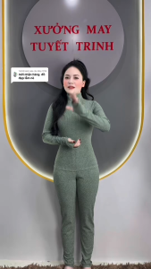 Đồ Bộ Cổ Lọ Tay Dài Quần Baggy đồ bộ gân đũa lạnh đồ bộ nữ đồ bộ nữ mặc nhà đồ bộ ủ kem