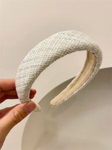 Elegant French Style Wide Edge Thick Tweed Hairband High Top Knot Fashionable Versatile Luxury Feel Popular Internet Hair Clip
