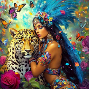 Huacan Full Square Round Drill Diamond Painting Leopard Woman Diamond Mosaic Animal Portrait Art Decorative Paintings